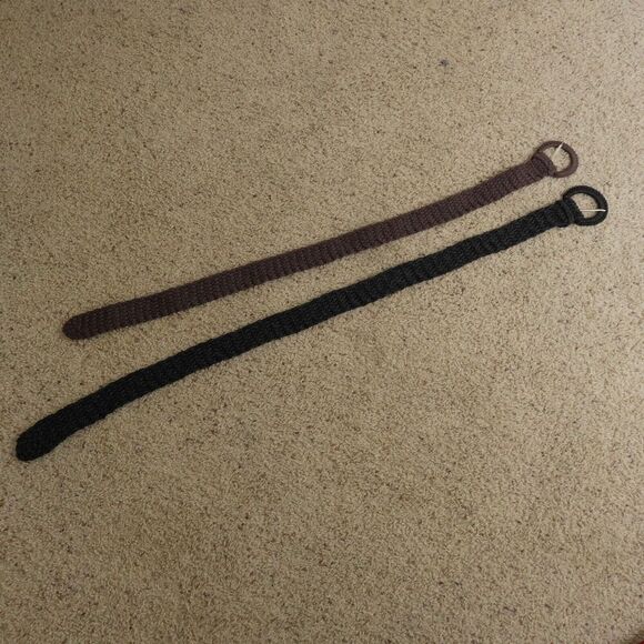 Lot of 2 Boho‎ Y2K Braided Woven Belts Womens Brown Black Circle Buckle Western - Picture 3 of 7